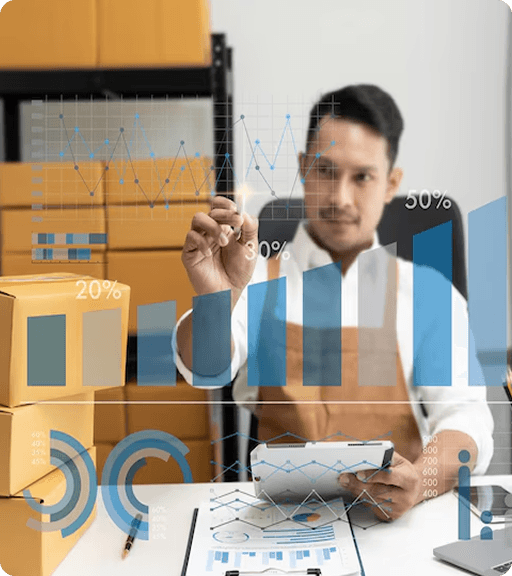 Professional working with supply chain data